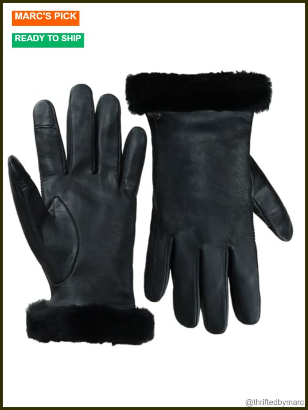 Sheepskin Cuff Touchscreen Leather Gloves Fur Trim Winter